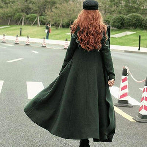 Planet Gates New Style Fashion Long Winter Coat Women's Turn-down Collar Slim Double Breasted black Jackets Ladies high quality 100%