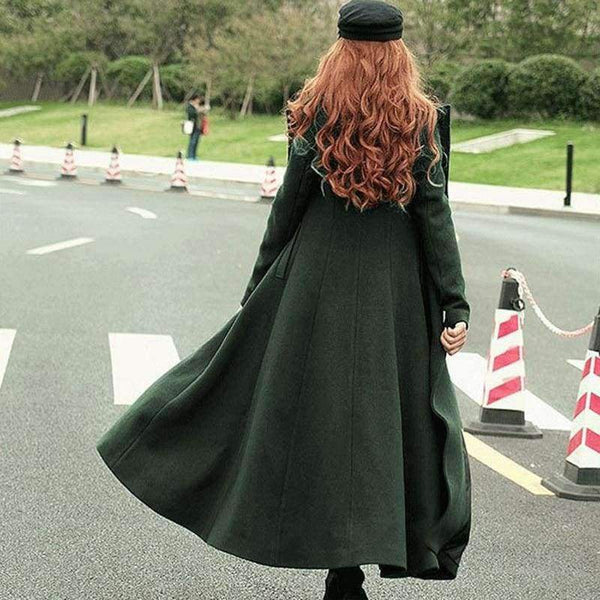 Planet Gates New Style Fashion Long Winter Coat Women's Turn-down Collar Slim Double Breasted black Jackets Ladies high quality 100%