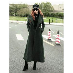 Planet Gates New Style Fashion Long Winter Coat Women's Turn-down Collar Slim Double Breasted black Jackets Ladies high quality 100%