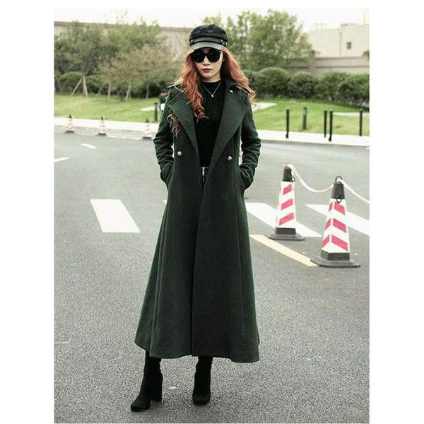 Planet Gates New Style Fashion Long Winter Coat Women's Turn-down Collar Slim Double Breasted black Jackets Ladies high quality 100%
