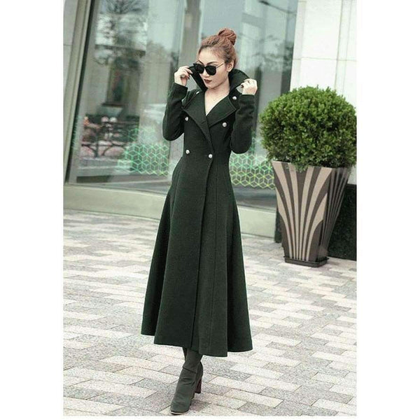 Planet Gates New Style Fashion Long Winter Coat Women's Turn-down Collar Slim Double Breasted black Jackets Ladies high quality 100%