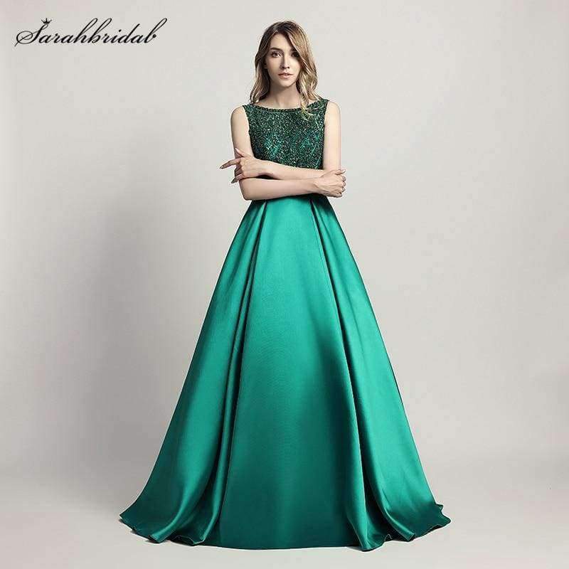 Planet Gates New Styles Elegant Long Evening Dresses  A Line Crystal Luxury Party Gowns Formal Robe De Soiree LSX443