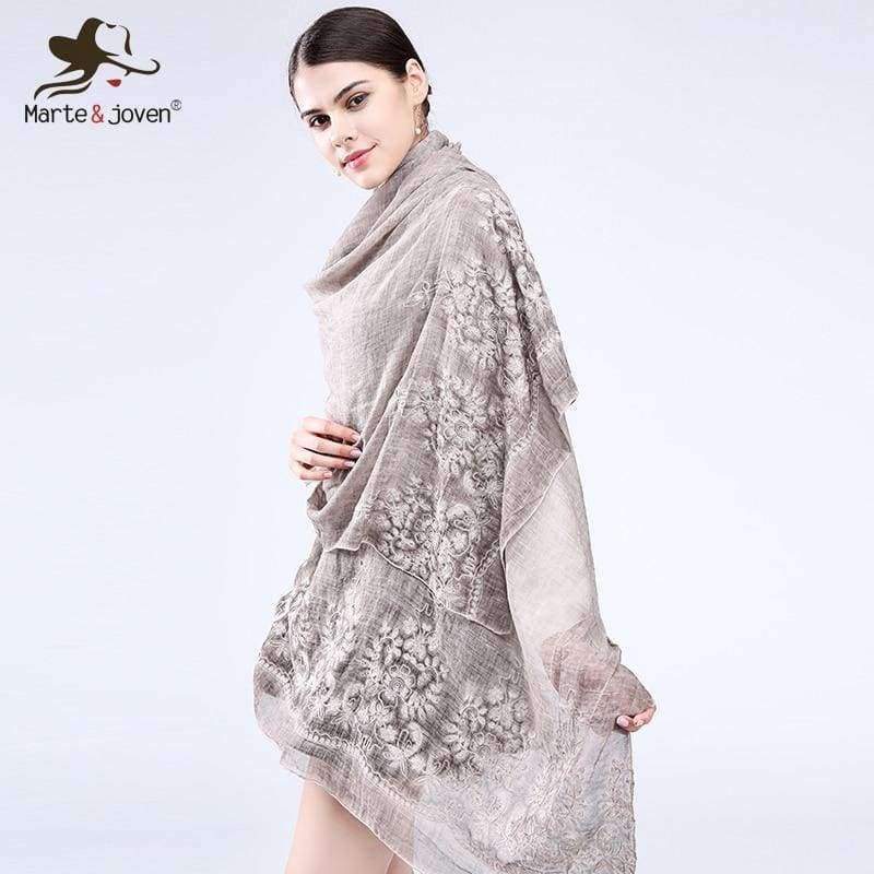 Planet Gates New Vintga Floral Embroidery Scarf and Wrap for Women Chinese Style 200*95 cm Overlength Retro Flower Beach Shawl