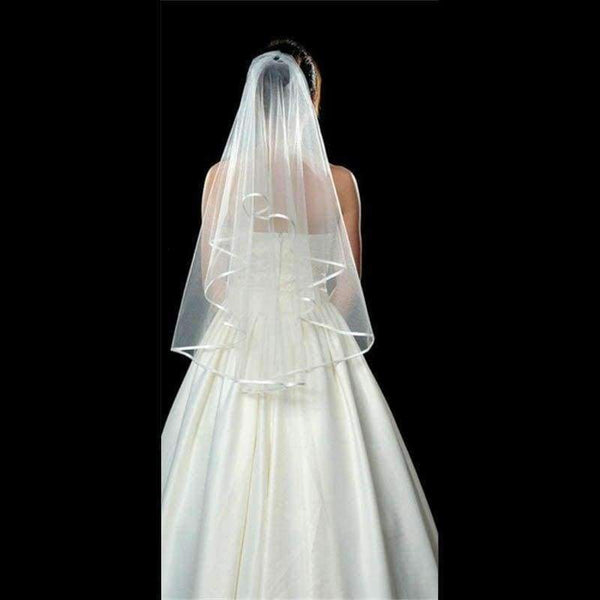 Planet Gates New White Veus De Noiva Veils Two-Layer 1.5m Ribbon Edge Brides Veil Comb Luxury Wedding Accessories VTS-031