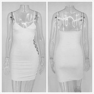 Planet Gates New Women Dress Sexy Straps Side Lace Up Dress Women Clubwear Bandage Party Dresses Hollow Out clothes