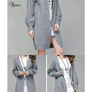 Planet Gates New Women Simple Knitted Long Cardigan Casual Sweater Autumn Winter Long Sleeve Elegant Coat