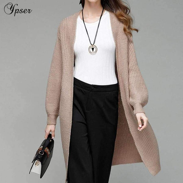 Planet Gates New Women Simple Knitted Long Cardigan Casual Sweater Autumn Winter Long Sleeve Elegant Coat