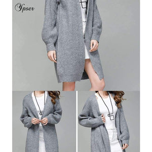 Planet Gates New Women Simple Knitted Long Cardigan Casual Sweater Autumn Winter Long Sleeve Elegant Coat