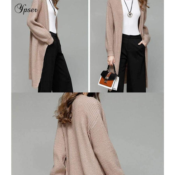 Planet Gates New Women Simple Knitted Long Cardigan Casual Sweater Autumn Winter Long Sleeve Elegant Coat