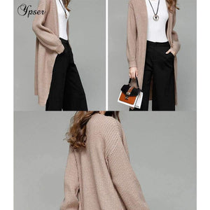 Planet Gates New Women Simple Knitted Long Cardigan Casual Sweater Autumn Winter Long Sleeve Elegant Coat
