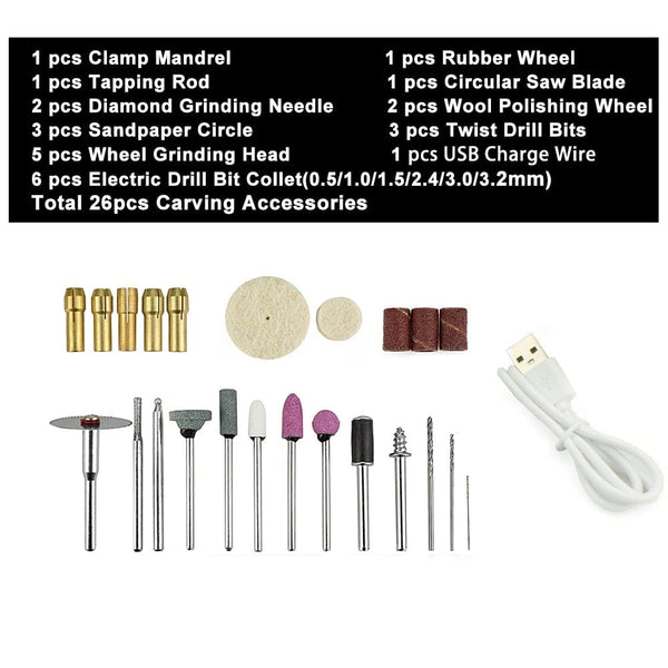 Planet Gates NEWACALOX USB Charging Variable Speed Mini Grinder Machine Rotary Tools Kit Grinder Set with 126pcs Engraving Accessories Kit
