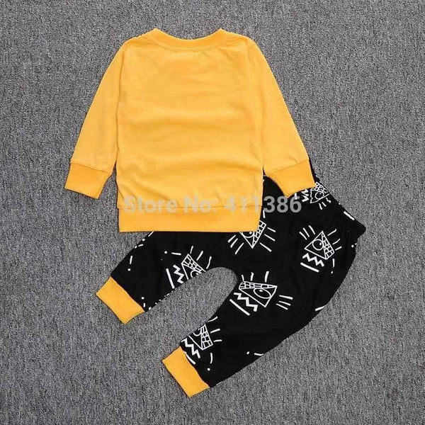 Planet Gates Newborn baby boy clothes baby clothes unisex yellow  color long-sleeved shirt+ pants 2 pcs. bebe girl clothing set ST205