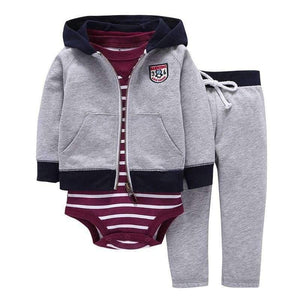 Planet Gates Newborn Baby boy Girls 3 Pieces Set Clothes Hooded Zipper Full Sleeve Open flowers Coat+Full Sleeve Bodysuits+Pants