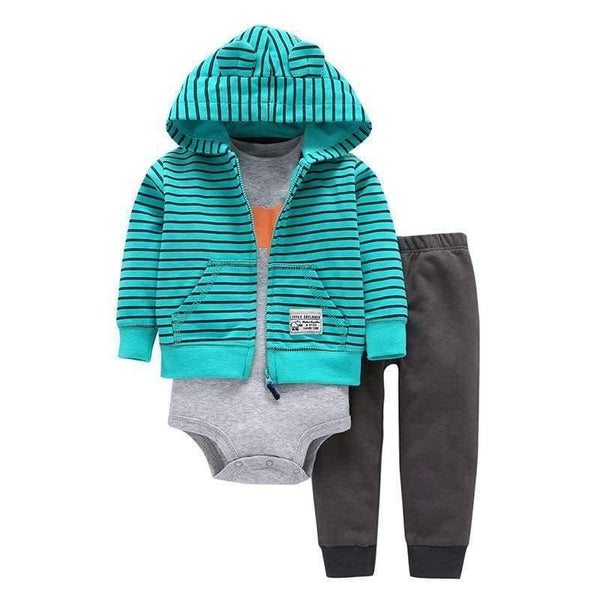 Planet Gates Newborn Baby boy Girls 3 Pieces Set Clothes Hooded Zipper Full Sleeve Open flowers Coat+Full Sleeve Bodysuits+Pants