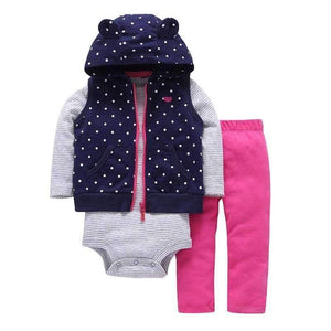 Planet Gates Newborn Baby boy Girls 3 Pieces Set Clothes Hooded Zipper Full Sleeve Open flowers Coat+Full Sleeve Bodysuits+Pants