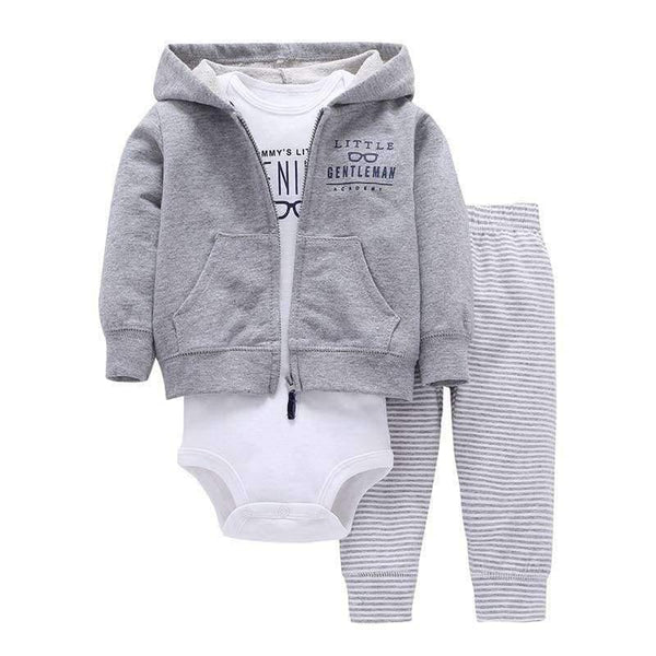 Planet Gates Newborn Baby boy Girls 3 Pieces Set Clothes Hooded Zipper Full Sleeve Open flowers Coat+Full Sleeve Bodysuits+Pants