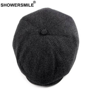 Planet Gates Newsboy Caps Men Navy Wool Octagonal Cap Male Casual Vintage Flat Hat Newsboy Warm Autumn Winter