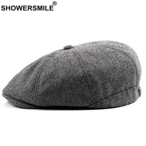 Planet Gates Newsboy Caps Men Navy Wool Octagonal Cap Male Casual Vintage Flat Hat Newsboy Warm Autumn Winter