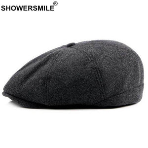 Planet Gates Newsboy Caps Men Navy Wool Octagonal Cap Male Casual Vintage Flat Hat Newsboy Warm Autumn Winter