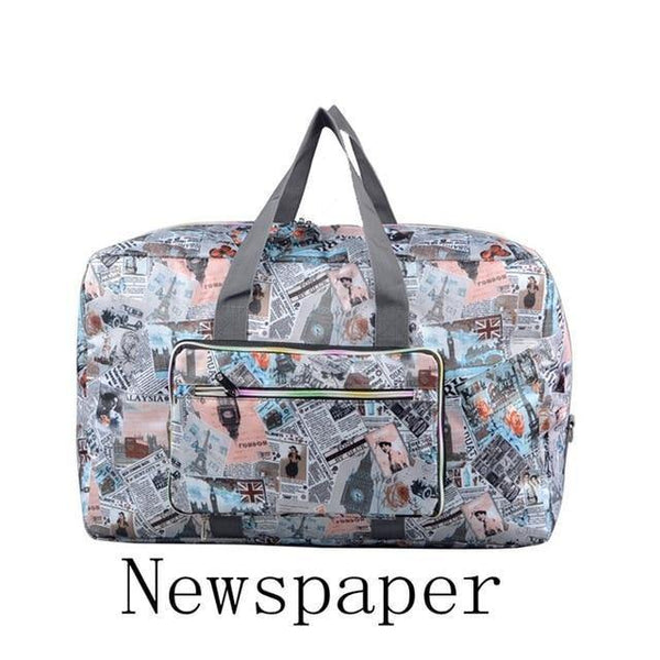 Planet Gates Newspaper Travel Folding Bag Women Storage Totes Waterproof Casual Suitcase Duffel Bags Fold  Bag Luggage For Airbag shopping