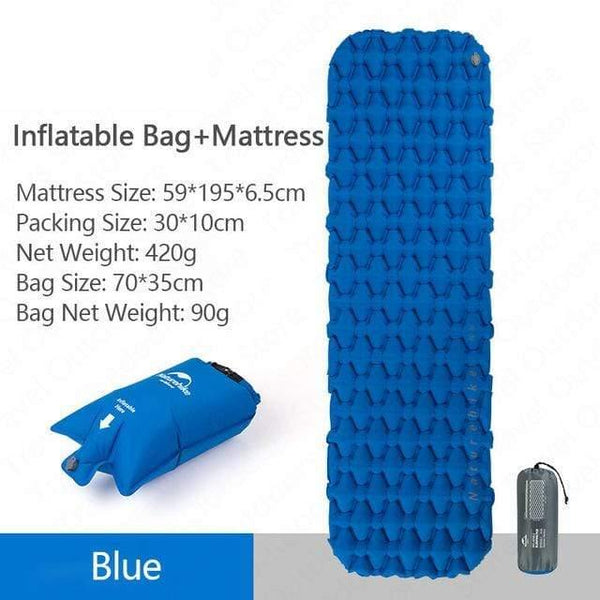 Planet Gates NH19Z032-P-B-Bag Outdoor Camping Inflatable Cushion Moisture-proof Sleeping Bag Mattress Mat Pad With Inflatable Bag For 1-2 Persons