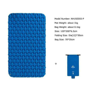 Planet Gates NH19Z055-P-Blue Outdoor Camping Inflatable Cushion Moisture-proof Sleeping Bag Mattress Mat Pad With Inflatable Bag For 1-2 Persons