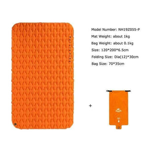 Planet Gates NH19Z055-P-Orange Outdoor Camping Inflatable Cushion Moisture-proof Sleeping Bag Mattress Mat Pad With Inflatable Bag For 1-2 Persons