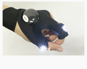 Planet Gates Night Light Waterproof Fishing Gloves with LED Flashlight Rescue Tools Outdoor Gear Cycling Practical Durable Fingerless Gloves