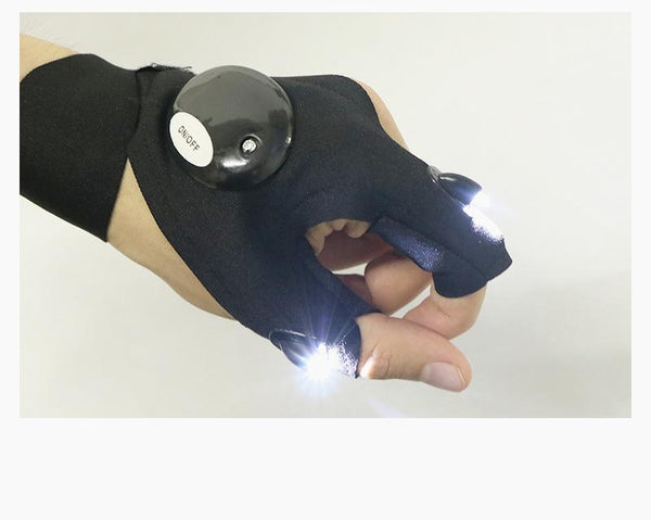 Planet Gates Night Light Waterproof Fishing Gloves with LED Flashlight Rescue Tools Outdoor Gear Cycling Practical Durable Fingerless Gloves