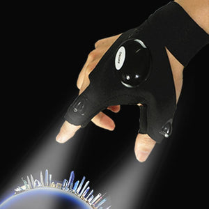 Planet Gates Night Light Waterproof Fishing Gloves with LED Flashlight Rescue Tools Outdoor Gear Cycling Practical Durable Fingerless Gloves