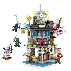 Planet Gates Ninja Movie Sky City Headquarters 700pcs+ Bricks Ninja City Temple Model Building Blocks Toys Children