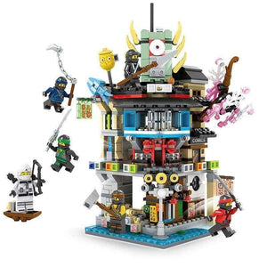 Planet Gates Ninja Movie Sky City Headquarters 700pcs+ Bricks Ninja City Temple Model Building Blocks Toys Children