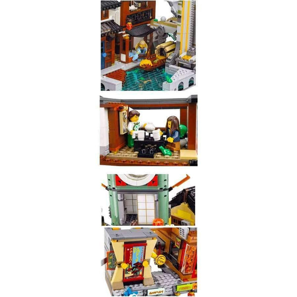 Planet Gates Ninja Movie Sky City Headquarters 700pcs+ Bricks Ninja City Temple Model Building Blocks Toys Children