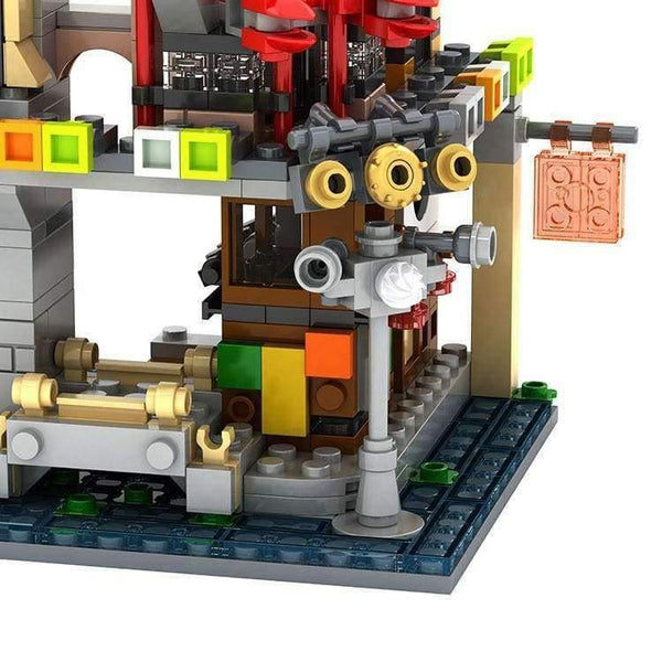 Planet Gates Ninja Movie Sky City Headquarters 700pcs+ Bricks Ninja City Temple Model Building Blocks Toys Children