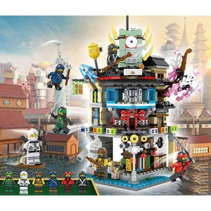 Planet Gates Ninja Movie Sky City Headquarters 700pcs+ Bricks Ninja City Temple Model Building Blocks Toys Children