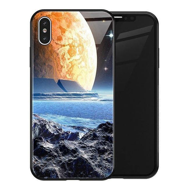 Planet Gates No 1 / for iPhone XS MAX TOMKAS Luxury Space Cover Case for iPhone X XS MAX XR XS Glass Silicone Phone Case for iPhone 7 8 Plus Cases for iPhone 6 S 6s