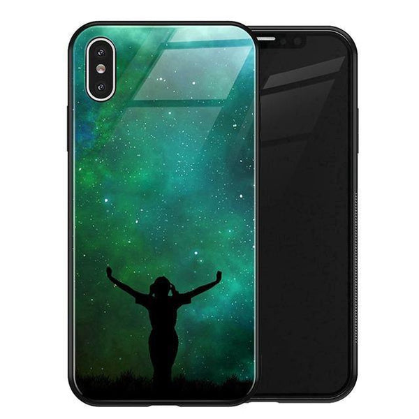 TOMKAS Luxury Space Cover Case for iPhone X XS MAX XR XS Glass Silicone Phone Case for iPhone 7 8 Plus Cases for iPhone 6 S 6s - Planet Gates
