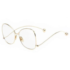 LIKEU'S New Fashion briller Oversized runde kvinder briller søde klare objektiv briller mærke vintage Metal store frame briller