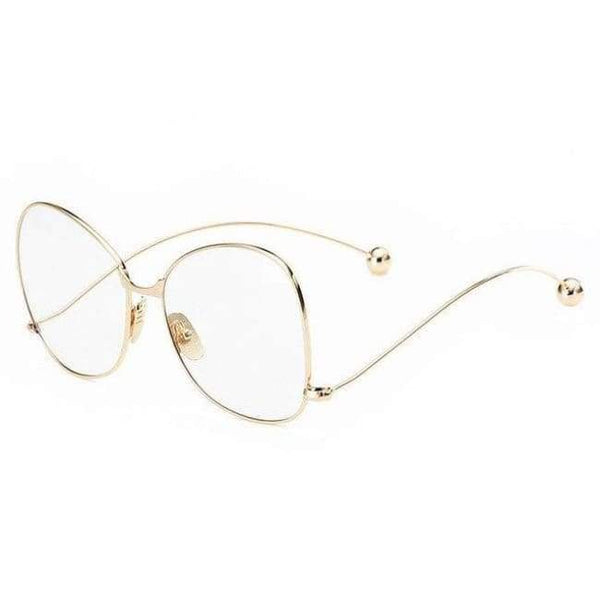 LIKEU'S New Fashion briller Oversized runde kvinder briller søde klare objektiv briller mærke vintage Metal store frame briller