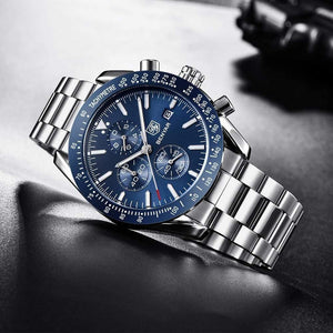 Planet Gates NO BOX Silicone Blue Men Watch  Top Brand Luxury Full Steel Business Quartz Watch Men Casual Waterproof Sports Watches Clock Relogio Masculino