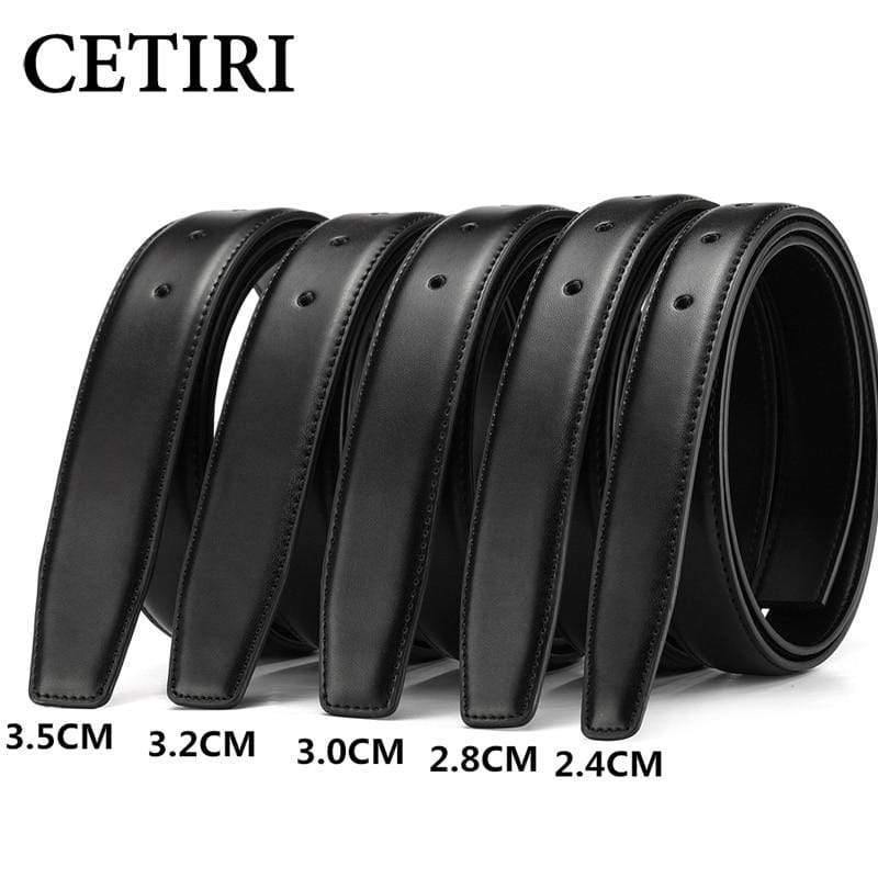 No Buckle Genuine Leather Belt Strap For Automatic Buckle Pin Buckle 2.4cm 2.8cm 3.0cm 3.2cm 3.5cm 3.8cm Width Men Belt Black