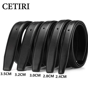 No Buckle Genuine Leather Belt Strap For Automatic Buckle Pin Buckle 2.4cm 2.8cm 3.0cm 3.2cm 3.5cm 3.8cm Width Men Belt Black