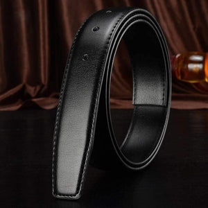 No Buckle Genuine Leather Belt Strap For Automatic Buckle Pin Buckle 2.4cm 2.8cm 3.0cm 3.2cm 3.5cm 3.8cm Width Men Belt Black