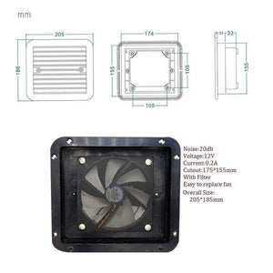 Planet Gates No Fan no back cover Premintehdw RV Side Wall Air Vent Grille Outlet  Fan Travel Trailer
