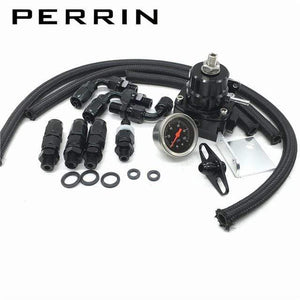 Planet Gates no logo black / United States Universal Adjustable Fuel Pressure Regulator Oil 100psi Gauge AN 6 Fitting End-Black