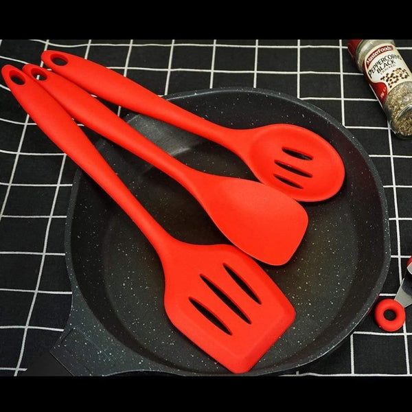 Non-stick Silicone Kitchen Utensils Set Red Turner Whisk Spatula Food Brush Heat Resistant Kitchen Gadgets Cooking Tools Set