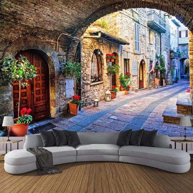 Planet Gates Non-woven Wallpaper Custom Photo Wall Paper Mural 3D Italian Town Street View European Landscape Wall Covering Papel De Parede