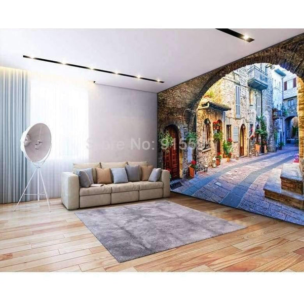 Planet Gates Non-woven Wallpaper Custom Photo Wall Paper Mural 3D Italian Town Street View European Landscape Wall Covering Papel De Parede