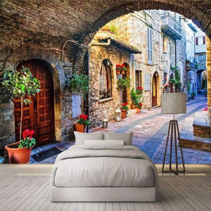 Planet Gates Non-woven Wallpaper Custom Photo Wall Paper Mural 3D Italian Town Street View European Landscape Wall Covering Papel De Parede