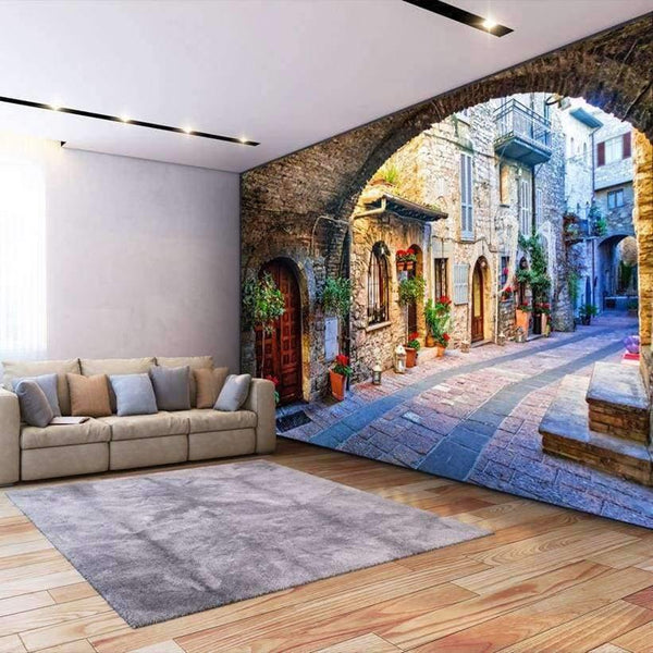 Planet Gates Non-woven Wallpaper Custom Photo Wall Paper Mural 3D Italian Town Street View European Landscape Wall Covering Papel De Parede